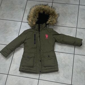 U.S. Polo Assn. Olive Jacket with Faux Fur Trim 5/6